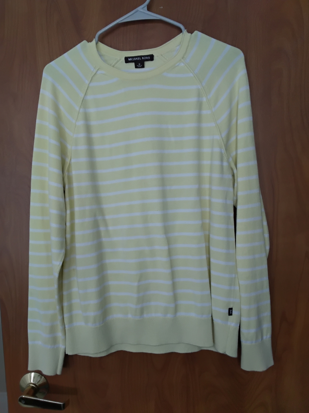 Michael Kors Lemon and White Striped Crewneck Sweater